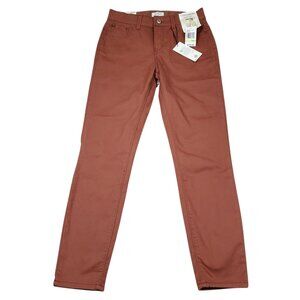Curve Appeal Twill High Rise Comfort Waist Skinny Pants Stretch Brown Size 4 27